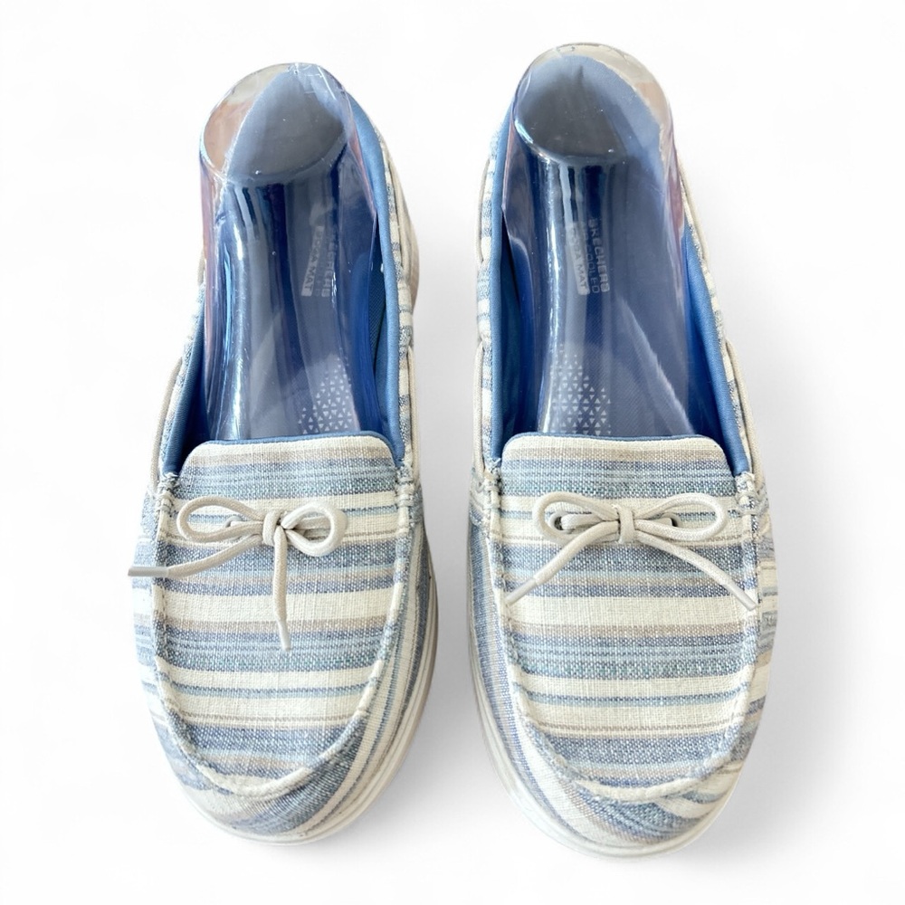 Skechers On The Go Guide Ultra Seashore Shoe Nautical Blue Stripe Boat Shoe - Picture 2 of 7